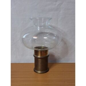 Vintage MCM Brass Pedestal‎ Hurricane Candle Holder (Fohl W. Germany?) GVC